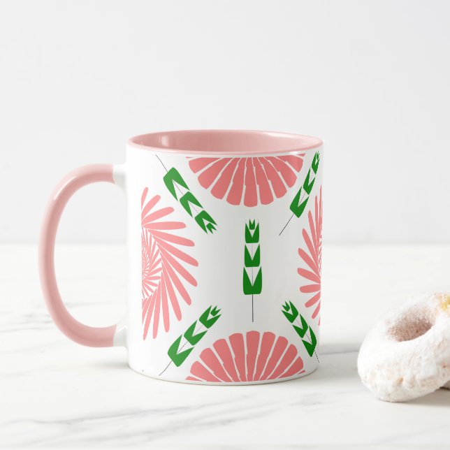  pattern with pink flowers   mug (With Donut)