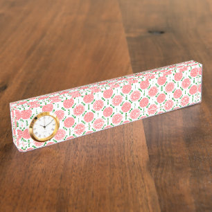 pattern with pink flowers nameplate