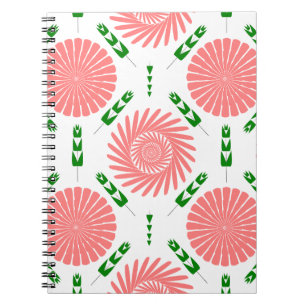pattern with pink flowers notebook