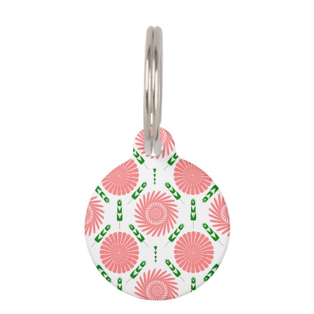  pattern with pink flowers   pet tag (Front)