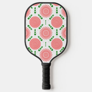 pattern with pink flowers pickleball paddle