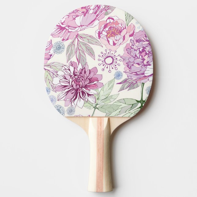 Pattern with pink flowers ping pong paddle (Front)