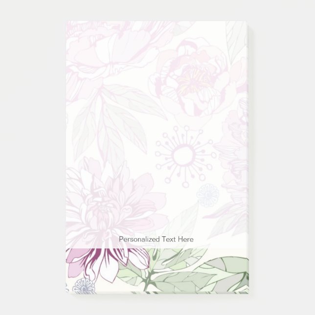 Pattern with pink flowers post-it notes (Front)