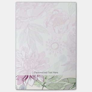 Pattern with pink flowers post-it notes