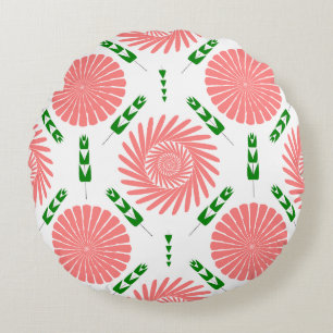  pattern with pink flowers   round cushion