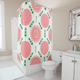 pattern with pink flowers   shower curtain