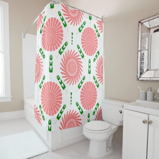  pattern with pink flowers   shower curtain (In Situ)
