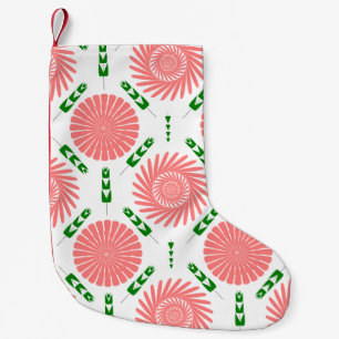  pattern with pink flowers  small christmas stocking