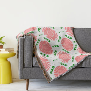 pattern with pink flowers throw blanket