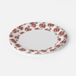 Pattern with pomegranate paper plate