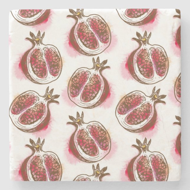 Pattern with pomegranate stone coaster (Front)