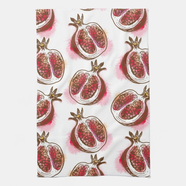 Pattern with pomegranate tea towel (Vertical)