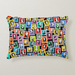 Pattern with portraits of the greatest composers decorative cushion