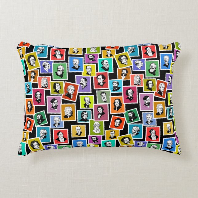 Pattern with portraits of the greatest composers decorative cushion (Front)