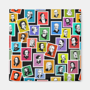 Pattern with portraits of the greatest composers magnet