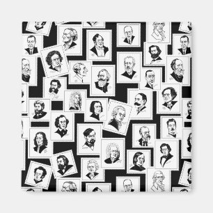 Pattern with portraits of the greatest composers magnet