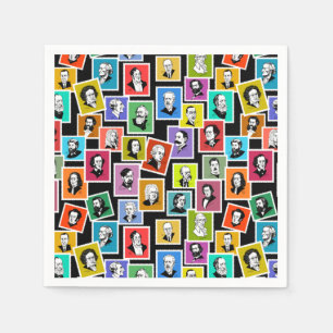 Pattern with portraits of the greatest composers napkin