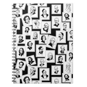 Pattern with portraits of the greatest composers notebook