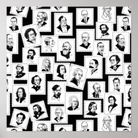 Pattern with portraits of the greatest composers