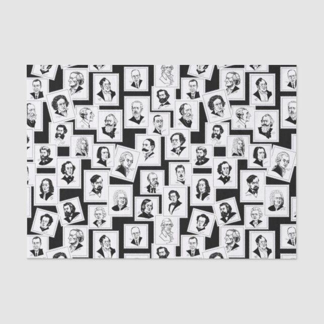 Pattern with portraits of the greatest composers tissue paper (Front)
