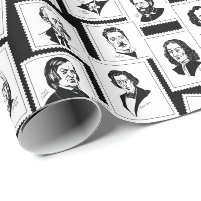 Pattern with portraits of the greatest composers wrapping paper (Roll Corner)