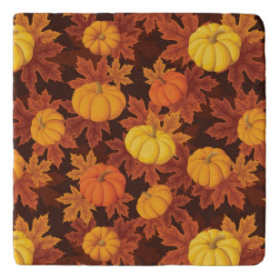Pattern with pumpkins and autumn maple trivet