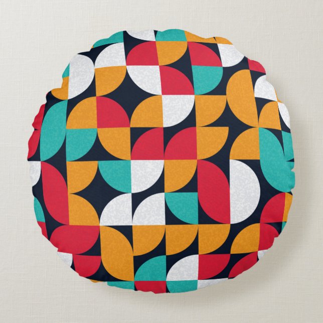 Pattern with random coloured triangles Generative  Round Cushion (Front)