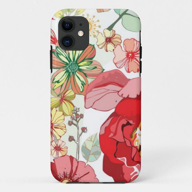 Pattern with red flowers Case-Mate iPhone case (Back)
