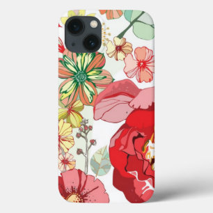 Pattern with red flowers iPhone 13 case