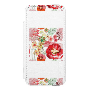 Pattern with red flowers incipio watson™ iPhone 5 wallet case