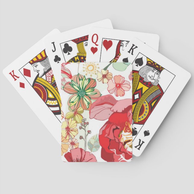 Pattern with red flowers playing cards (Back)