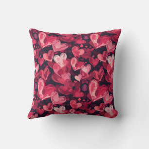 pattern with red hearts for Valentines Day Cushion