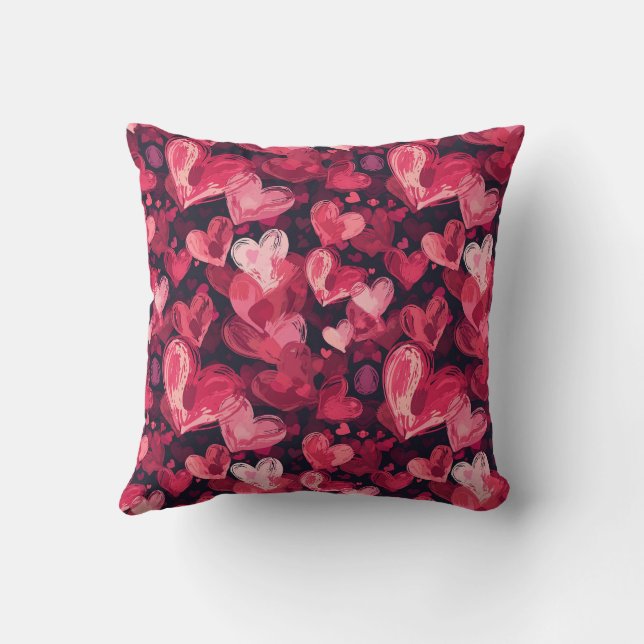 pattern with red hearts for Valentines Day  Cushion (Back)