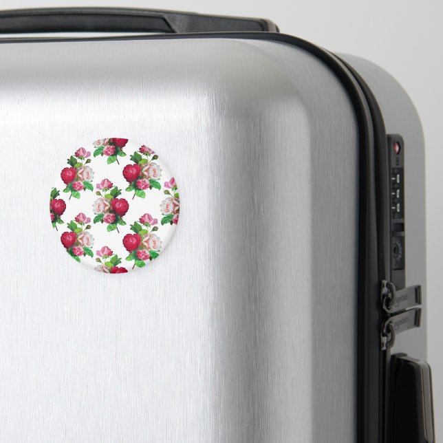 Pattern with Red, White and Pink Roses, Magnet (In Situ (Luggage))