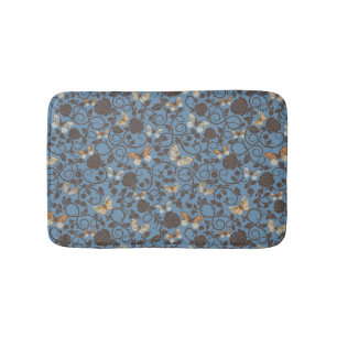 pattern with roses and butterfly bath mat