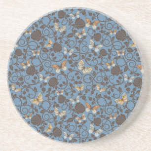pattern with roses and butterfly coaster