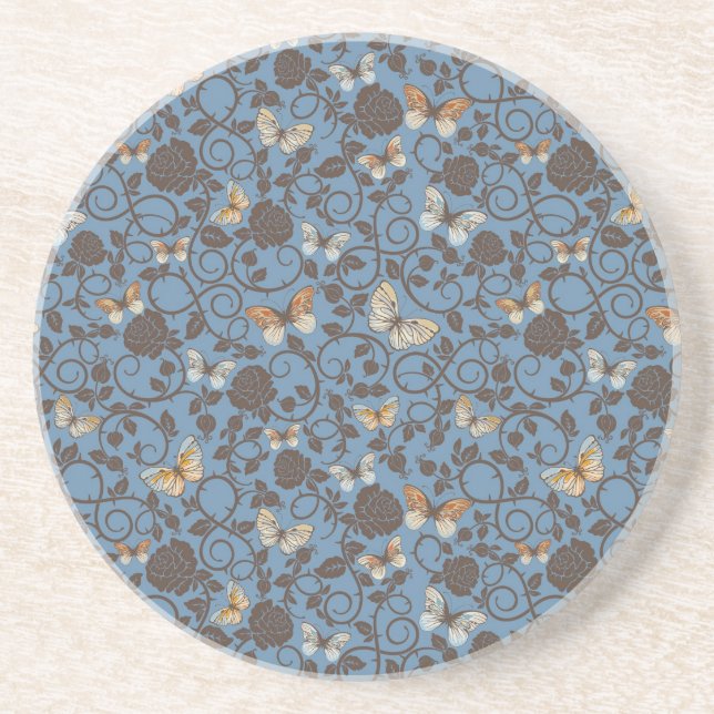 pattern with roses and butterfly coaster (Front)