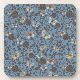 pattern with roses and butterfly coaster