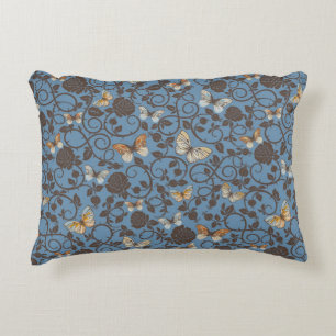 pattern with roses and butterfly decorative cushion