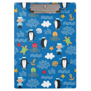 pattern with sea theme clipboard