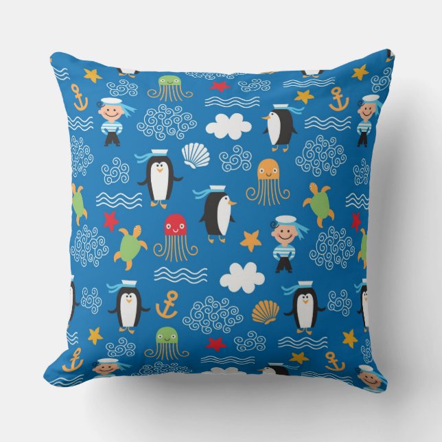 pattern with sea theme cushion (Front)