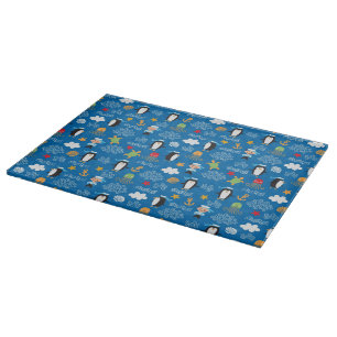 pattern with sea theme cutting board