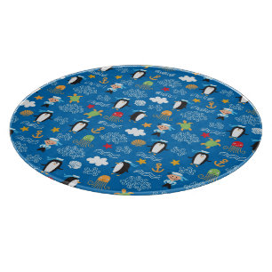 pattern with sea theme cutting board