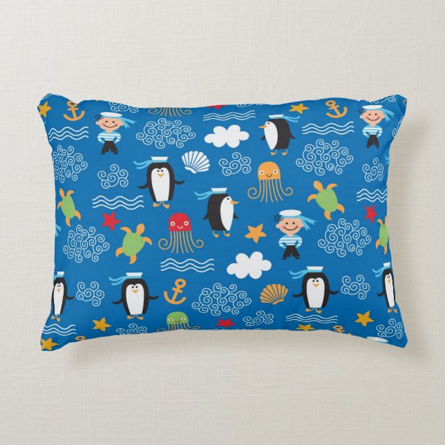 pattern with sea theme decorative cushion (Front)