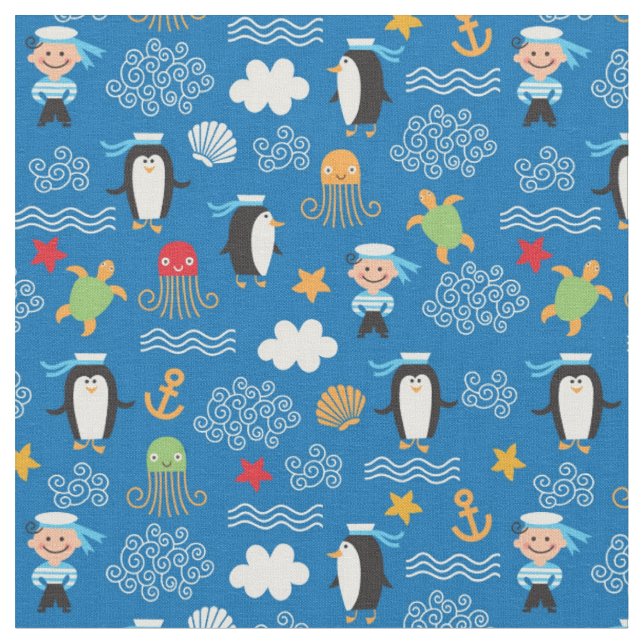 pattern with sea theme fabric (Close Up)