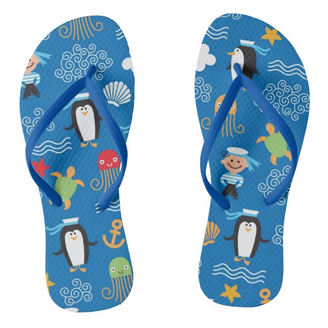 pattern with sea theme flip flops (Footbed)