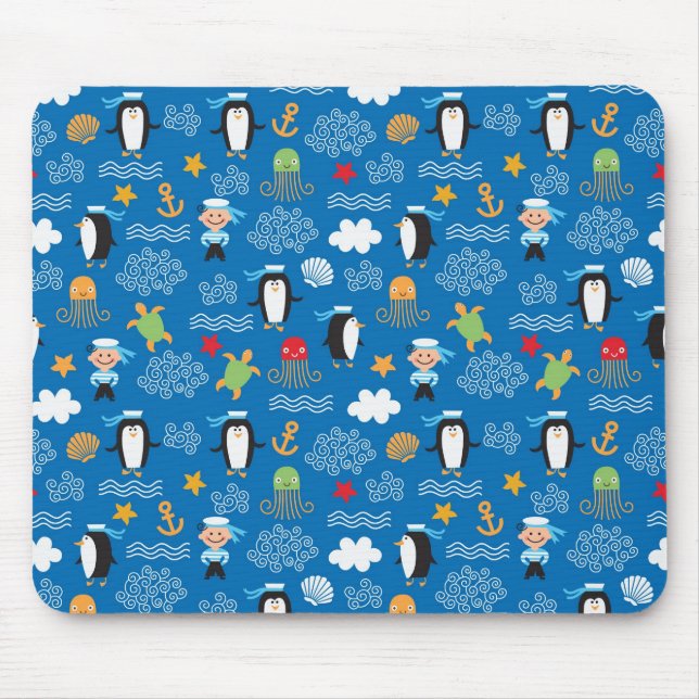 pattern with sea theme mouse mat (Front)