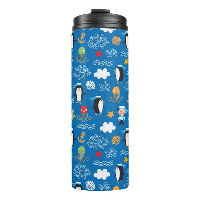 pattern with sea theme thermal tumbler (Front)