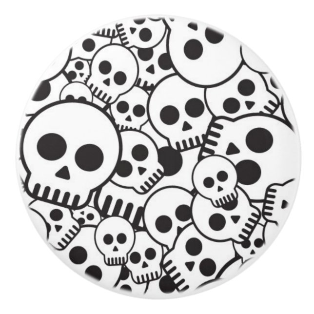 Pattern with skulls ceramic knob (Front)