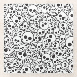 Pattern with skulls glass coaster